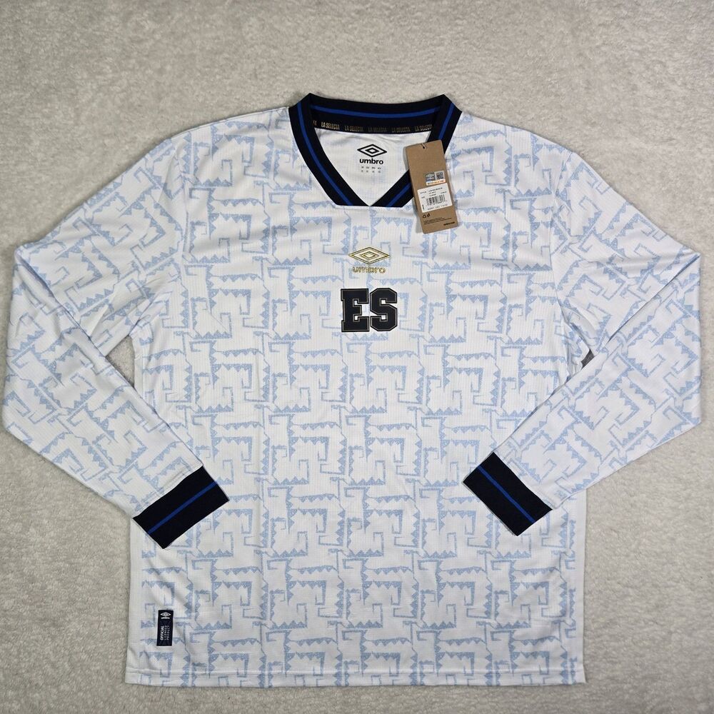 $110 Umbro El Salvador Mens XL Away 23/24 Long Sleeve Soccer Jersey Kit